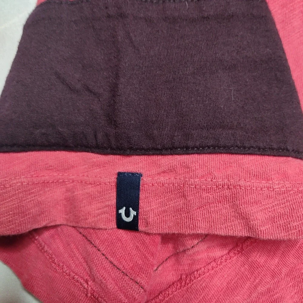 True Religion Men 3XL Red Double Sided Distressed '02 Logo Cotton‎ T-Shirt